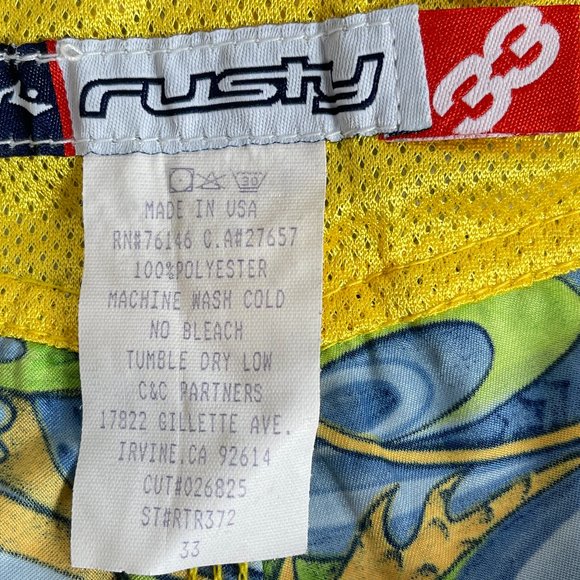 NWT VINTAGE 90'S RUSTY MEN'S AOP DRAGONS HYBRID BOARD SHORTS SIZE 33 - Picture 9 of 16